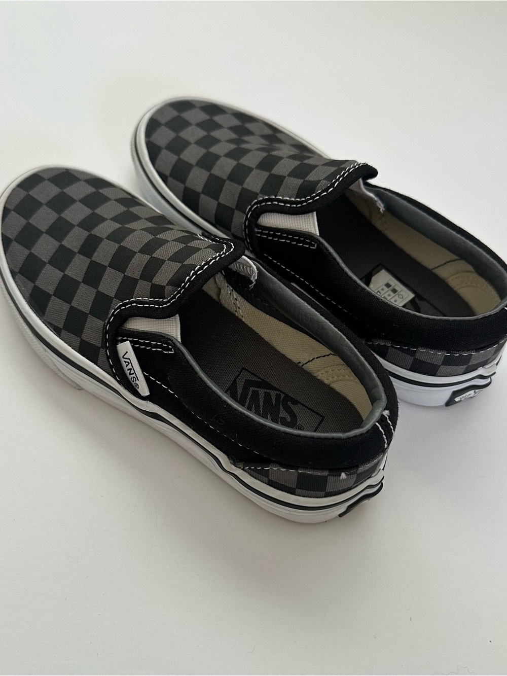 Vans Kids Checkerboard Slip-On Sneakers - Black & Gray